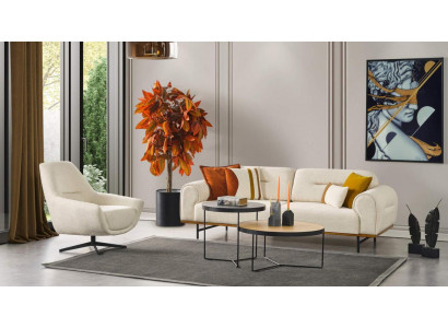 Sofa Garnitur 3 + 1 Sëtzer Miwwel Set Design Beige Modern 2 tlg. Couchen
