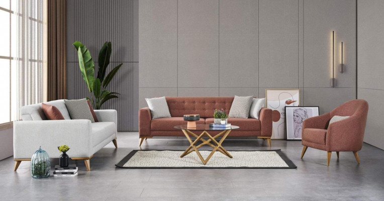 Wunnzëmmer Set Stilvoll Sofagarnitur 3+3+1 Sëtzer Luxus Couchen Sofa Miwwelen