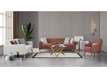 Wunnzëmmer Set Stilvoll Sofagarnitur 3+3+1 Sëtzer Luxus Couchen Sofa Miwwelen