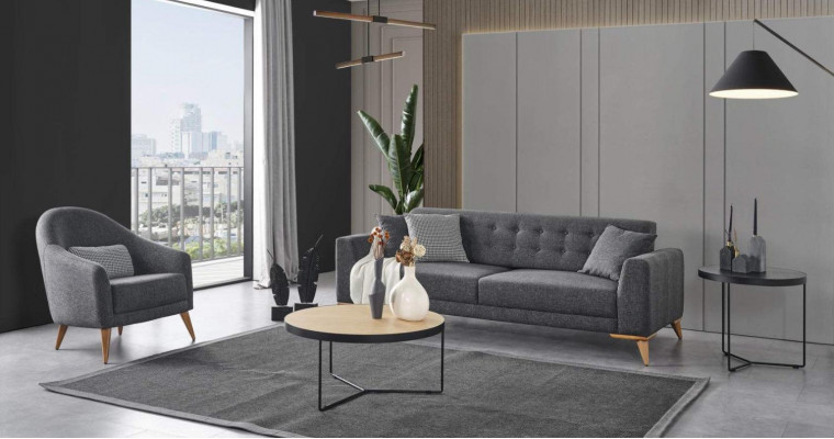 Stilvoll Wunnzëmmer Set 3 Deeler Luxus Miwwelen Gro Modern Design 3+1 Canapé.