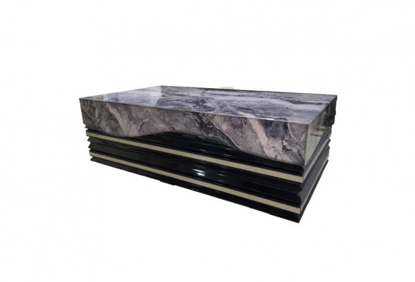 Luxus Dësch Couchtisch 142x77cm Couchtischen Kaffi Holz Dëscher Marmor Stil