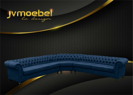 Ecksofa Sofa Design Chesterfield Couch Textil Stoff Wunnlandschaft Garnituren