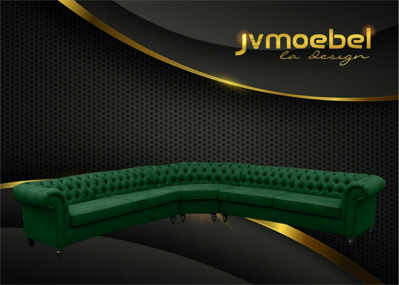 Ecksofa Sofa Design Chesterfield Couch Textil Stoff Wunnlandschaft Garnituren