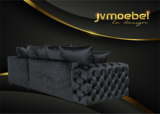 Ecksofa Sofa Canapé Polster Eckgarnitur L Form Dësch Textil Wunnlandschaft