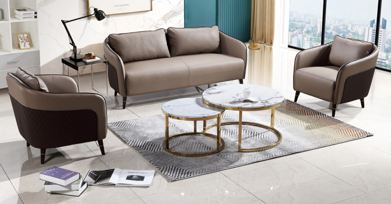 Canapé-Set Büro Canapé Polster Sofa-Set 3+1+1 Lieder Canapéen Sofae Komplett Nei