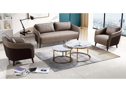 Canapé-Set Büro Canapé Polster Sofa-Set 3+1+1 Lieder Canapéen Sofae Komplett Nei