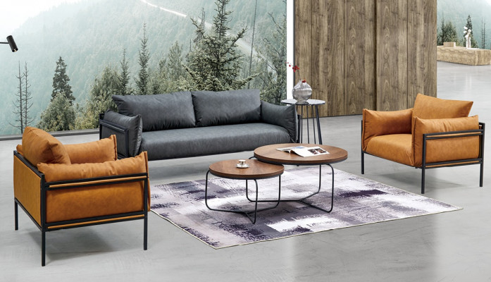 Sofa Garnitur Kanapee Couch Polster Stoff Garnitur 3+1+1 Komplett Set Garnituren