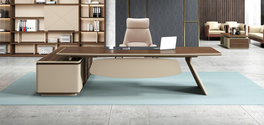 Eleganten Schreifdësch an Groussen Bueroschaf am zäitgenësseschen Design