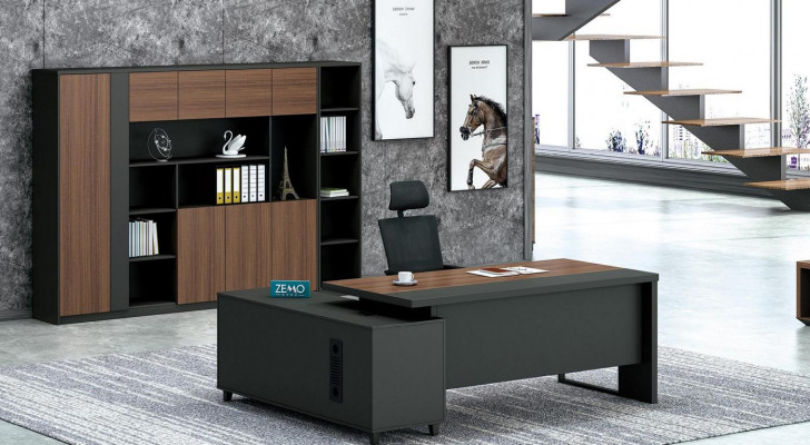 Design Eckschrëft Akteschaf Büro Ariichtung Chef Zëmmer Miwwelen 2-Stéck Set