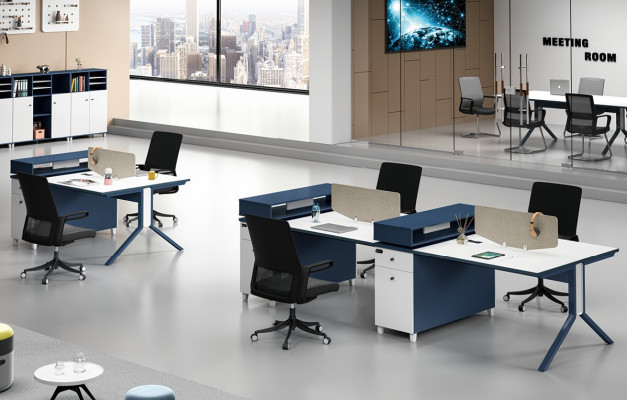 Dësch Büro Miwwelen Ariichtung Dëscher Callcenter Holz 4 Aarbechtsplazen