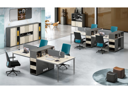 Büro Miwwel Ariichtung Dëscher Dësch 4 Aarbechtsplazen Schreifdësch Callcenter