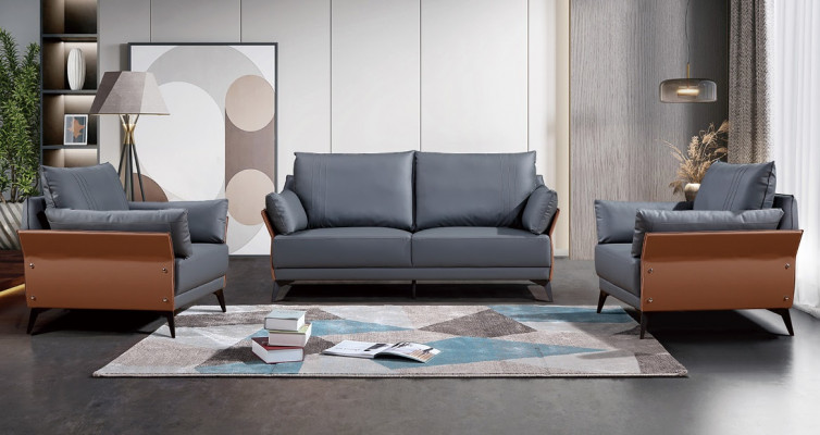 Sofagarnitur 3+1+1 Sëtzer Sofasen Canapé Polster Garnitur Miwwelen Canapéen Lieder Büro