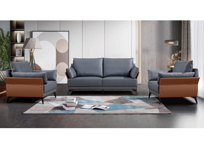 Sofagarnitur 3+1+1 Sëtzer Sofasen Canapé Polster Garnitur Miwwelen Canapéen Lieder Büro
