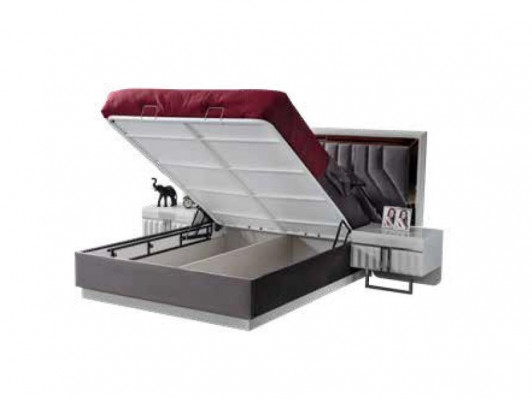 Design-Schlofkummer-Miwwelen-Set – Kleederschaf, Bett a komplett Ariichtung (4 Deeler).