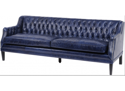 Blo Chesterfield Sofa Couch Polster Stoff Lieder Couchen Garnitur 4 Sëtzer nei