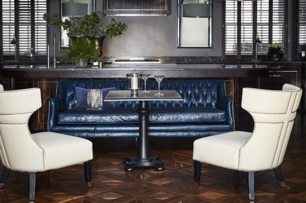 Blo Chesterfield Sofa Couch Polster Stoff Lieder Couchen Garnitur 4 Sëtzer nei