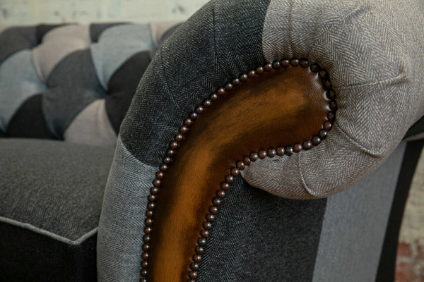 Strapazéiert Chesterfield Sofa Sofa Këssen Mikrofaser Stoff Sëtzpolster