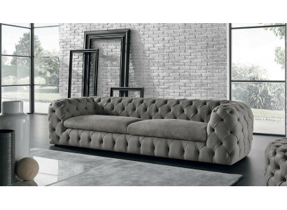 Klassesch Dräisëtzer Canapé Sofa Polster 3 Sëtzer Stoff Stoffcanapé Chesterfield