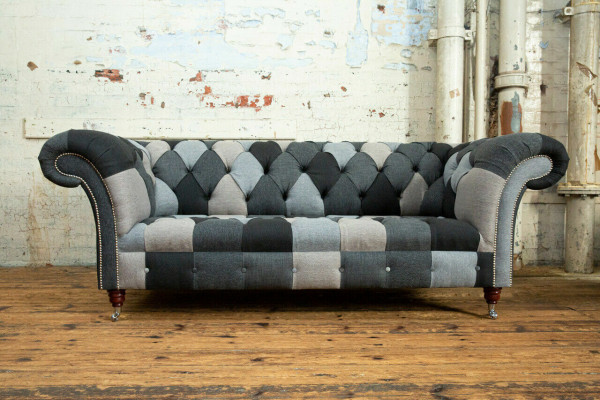 Canapé 3 Plazen Sofadesign Chesterfield Sëtz Garnitur Lieder Textil Polster Nei