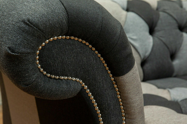 Canapé 3 Plazen Sofadesign Chesterfield Sëtz Garnitur Lieder Textil Polster Nei