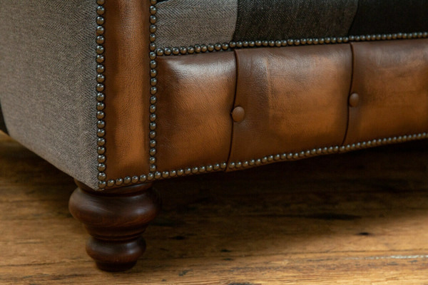 Chesterfield Textil Sofa 3 Sëtzer Sofa Polster Sofas Design Luxus Stoffsofaen Nei