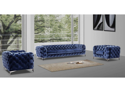 Canapé Chesterfield Canapé Polster Garnitur Stoff 2+1 Designer Canapéen Nei XXL Grouss