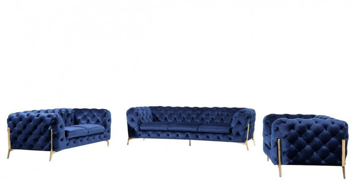 Luxus Héichwäerteg Sofa Canapé Polster Setz 3+2+1 Garnitur Deko Chesterfield