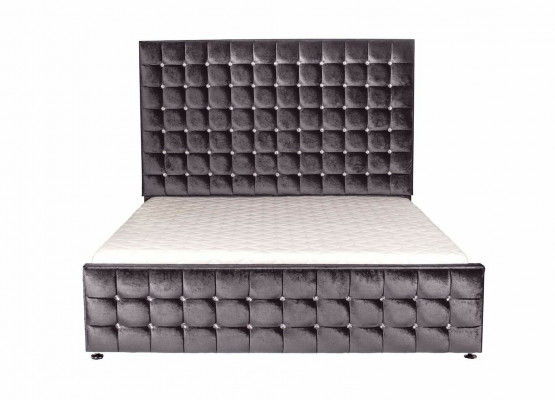 Designer schwaarzt Chesterfield Bett mat Kristallsteng Luxus Miwwelen