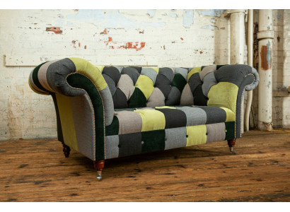 Designer Chesterfield Sofa 2 Sëtzer Couch Polstersofaen Stoff Wunnzëmmer Couchen