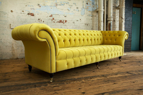 Design Sofa 4 Plaz Polster Luxus Klassesch Textil Chesterfield Sofas Canapé