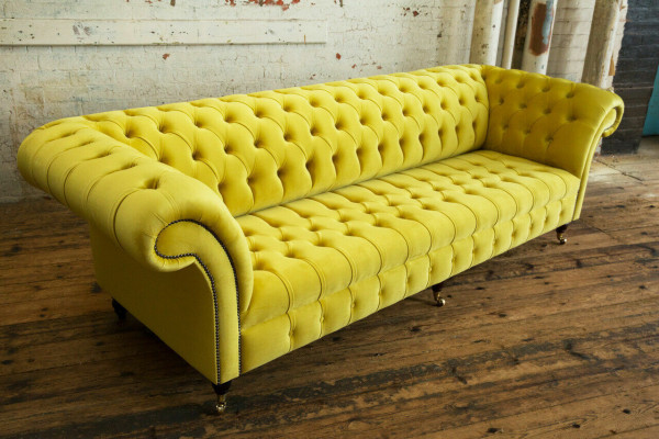 Design Sofa 4 Plaz Polster Luxus Klassesch Textil Chesterfield Sofas Canapé