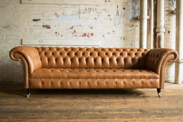 Design Chesterfield Canapé Set 4-Sëtzer Canapé Lieder Gestull Braun Luxus Canapé