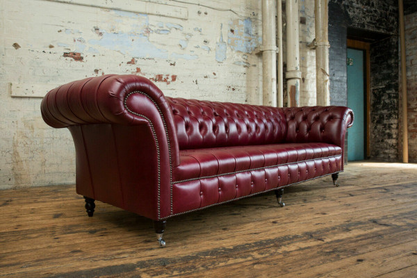 Chesterfield Design Sofa 4 Sëtzer Canapé Polster Luxus Klassesch Textil Sofas