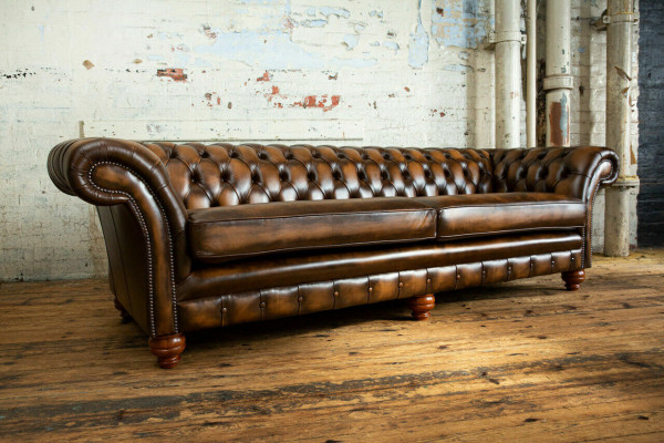 Chesterfield Sofa 4 Sëtzer Wunnzëmmer Couch Couchen Polster Sofas Neit XXL Grouss