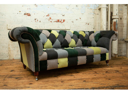 Dräisëtzer Canapé Polster Design Sofa 3er Sëtz Sofanen Dräisëtzer Chesterfield Nei