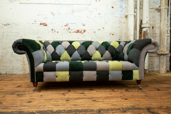 Dräisëtzer Canapé Polster Design Sofa 3er Sëtz Sofanen Dräisëtzer Chesterfield Nei