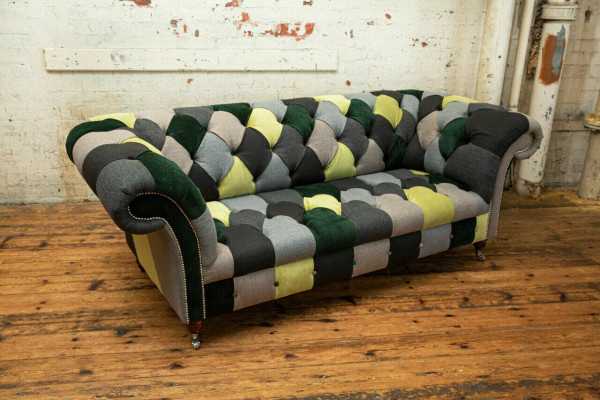 Dräisëtzer Canapé Polster Design Sofa 3er Sëtz Sofanen Dräisëtzer Chesterfield Nei