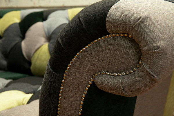 Dräisëtzer Canapé Polster Design Sofa 3er Sëtz Sofanen Dräisëtzer Chesterfield Nei