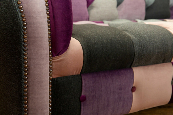 Design 3-Sëtzer Polstersofa Couch Textil Clubsofa Luxus Sëtzmiwwel