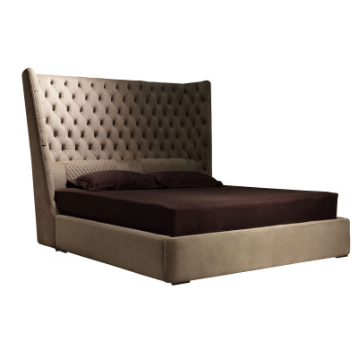 Englescht grousst Bett Chesterfield Duebelbett Designer Hotel Samt Miwwelen