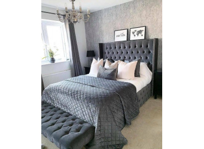Grousst Stofferbett Chesterfield Design Gepolsterte Textil Designer Duebelbetter