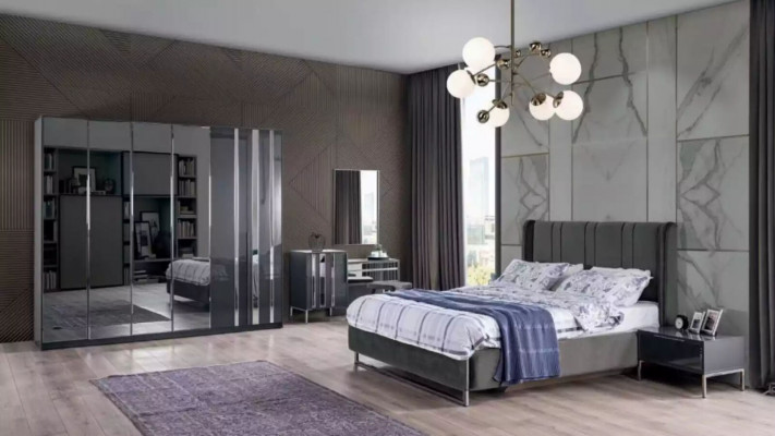 Schlofzimmer Bett 2x Nuetsdëscher Kleederschaf Spigel Design Luxus 6tlg