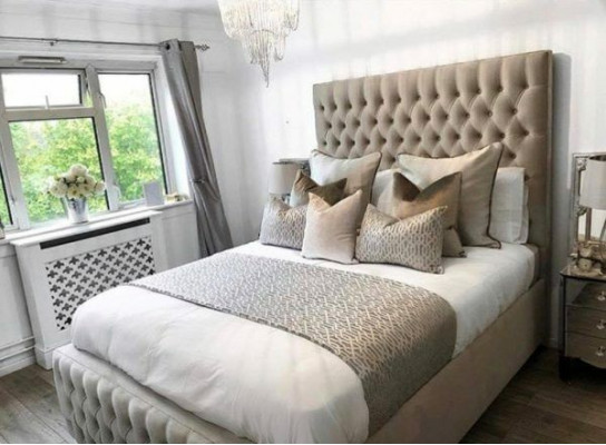 Chesterfield Bett Design Schlofkummer Englesch Better 200x200cm Textil Polsterung