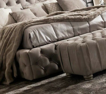 Echtes Chesterfield Bett Duebel Hotel Better Textil Polster 160x200cm Stoff Neien