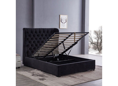 Schwaarzt Chesterfield Polsterbett Luxus Schlofzëmmer Deko Design Better Lieder