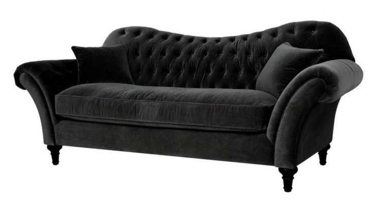 Couchen Këssen Canapé Canapéë Chesterfield Schwaarz Dräisëtzer Stoff Stuff Nei
