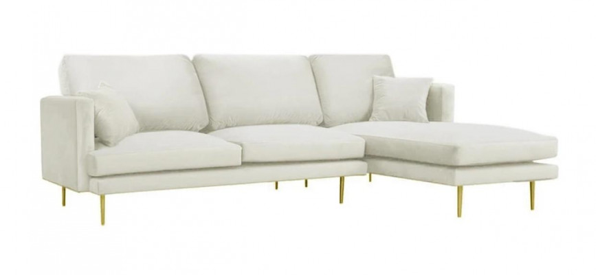 Eleganz a Wäiss fir Ären exklusive Designer Sofa am luxuriéisen L-Form Stil.