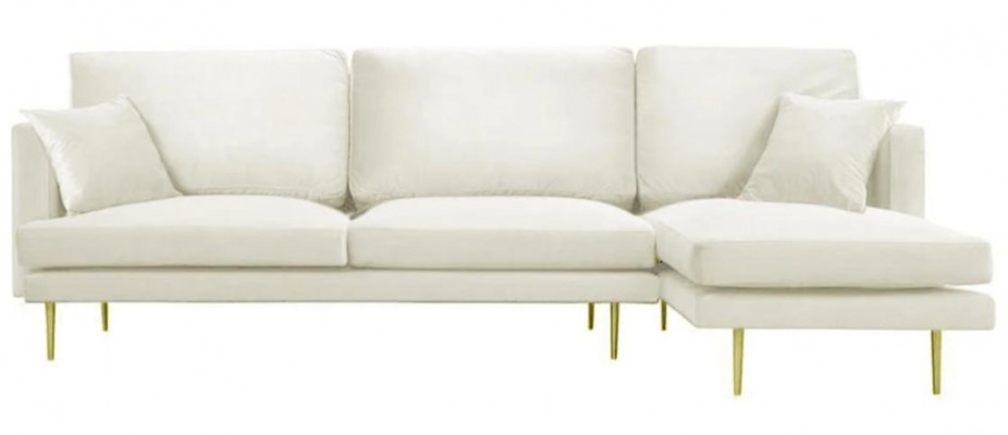 Eleganz a Wäiss fir Ären exklusive Designer Sofa am luxuriéisen L-Form Stil.