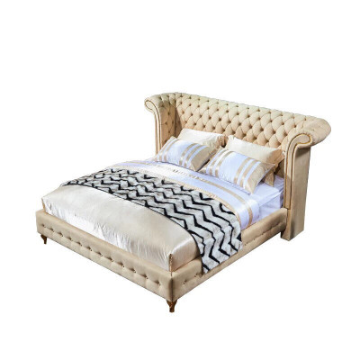 Chesterfield Design Polster Englescht Duebelbett Beige 140/160/180x200 cm