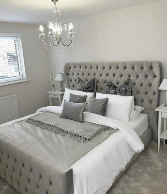 Chesterfield Designer Bett Schlofkummer Textillieder Polster 140/160/180/200 cm